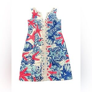 Vintage Lilly Pulitzer Janice Shift Dress Starfish 100% Cotton Women’s Sz 8